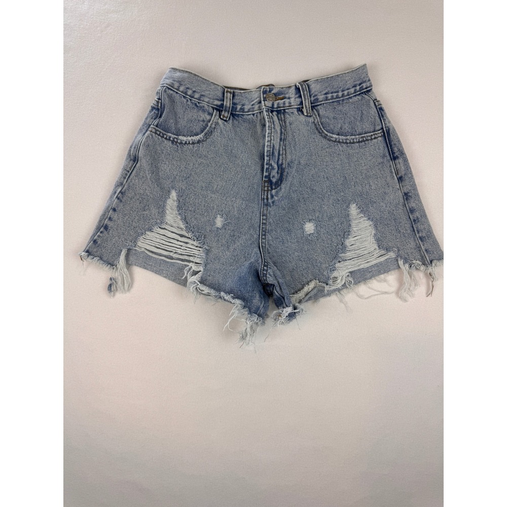 Idem Ditto Distressed High Rise Denim Shorts Women's Size M Light Wash